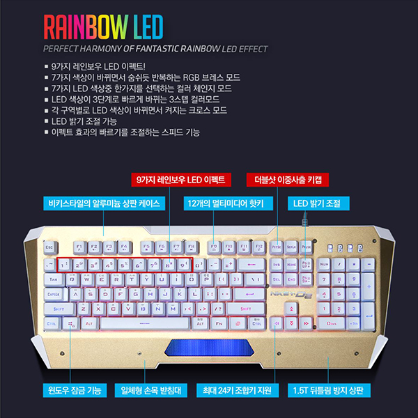 NKEYBOARD NKEY-D2 더블샷 레인보우 LED